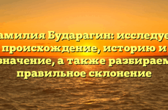 Фамилия Бударагин: исследуем происхождение, историю и значение, а также разбираем правильное склонение Фамилия Бударагин: исследуем происхождение, историю и значение, а также разбираем правильное склонение