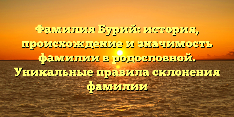 Фамилия Бурий: история, происхождение и значимость фамилии в родословной. Уникальные правила склонения фамилии
