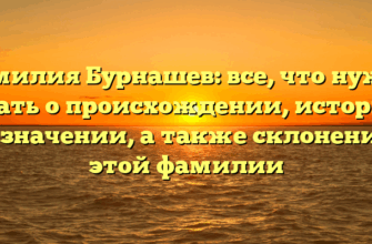 Фамилия Бурнашев: все, что нужно знать о происхождении, истории и значении, а также склонении этой фамилии