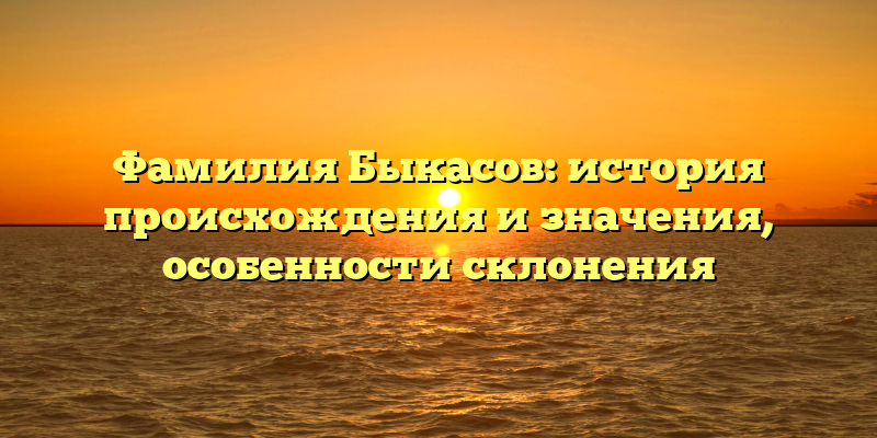 Фамилия Быкасов: история происхождения и значения, особенности склонения