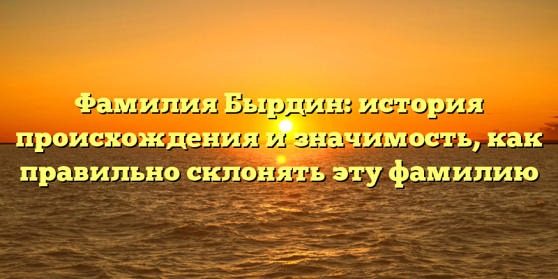 Фамилия Бырдин: история происхождения и значимость, как правильно склонять эту фамилию