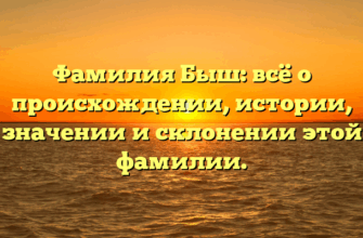 Фамилия Быш: всё о происхождении, истории, значении и склонении этой фамилии.