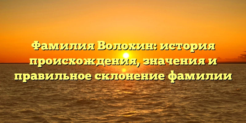 Фамилия Волохин: история происхождения, значения и правильное склонение фамилии Фамилия Волохин: история происхождения, значения и правильное склонение фамилии