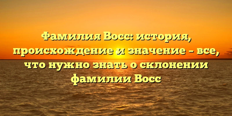 Фамилия Восс: история, происхождение и значение – все, что нужно знать о склонении фамилии Восс Фамилия Восс: история, происхождение и значение – все, что нужно знать о склонении фамилии Восс