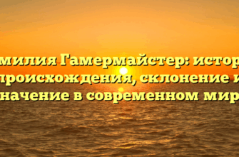 Фамилия Гамермайстер: история происхождения, склонение и значение в современном мире Фамилия Гамермайстер: история происхождения, склонение и значение в современном мире