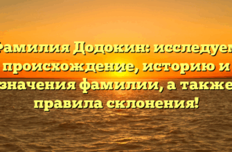 Фамилия Додокин: исследуем происхождение, историю и значения фамилии, а также правила склонения! Фамилия Додокин: исследуем происхождение, историю и значения фамилии, а также правила склонения!