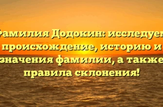 Фамилия Додокин: исследуем происхождение, историю и значения фамилии, а также правила склонения!