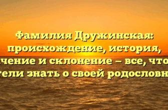 Фамилия Дружинская: происхождение, история, значение и склонение — все, что вы хотели знать о своей родословной!