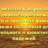 Фамилия Кайфовый: исследование происхождения, истории и значения фамилии, а также склонения для родительного и винительного падежей