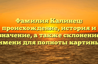 Фамилия Калинец: происхождение, история и значение, а также склонение имени для полноты картины Фамилия Калинец: происхождение, история и значение, а также склонение имени для полноты картины