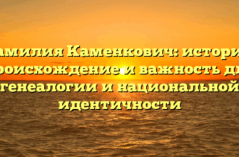 Фамилия Каменкович: история, происхождение и важность для генеалогии и национальной идентичности Фамилия Каменкович: история, происхождение и важность для генеалогии и национальной идентичности
