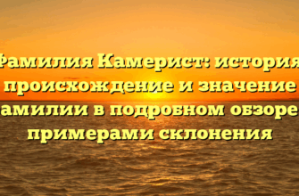 Фамилия Камерист: история, происхождение и значение фамилии в подробном обзоре с примерами склонения Фамилия Камерист: история, происхождение и значение фамилии в подробном обзоре с примерами склонения