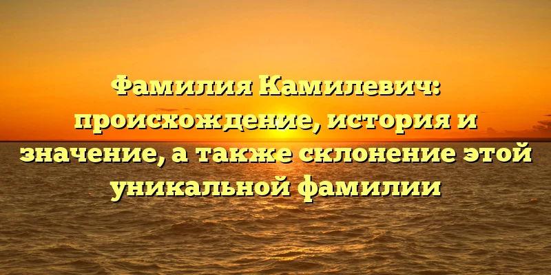 Фамилия Камилевич: происхождение, история и значение, а также склонение этой уникальной фамилии Фамилия Камилевич: происхождение, история и значение, а также склонение этой уникальной фамилии