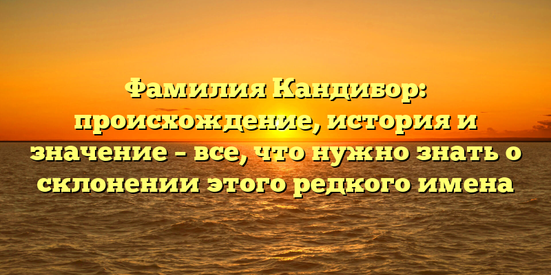 Фамилия Кандибор: происхождение, история и значение – все, что нужно знать о склонении этого редкого имена