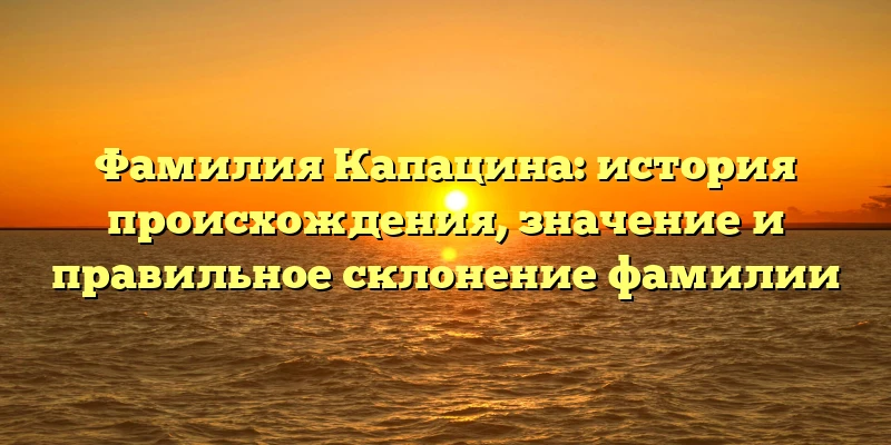 Фамилия Капацина: история происхождения, значение и правильное склонение фамилии Фамилия Капацина: история происхождения, значение и правильное склонение фамилии