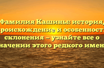 Фамилия Кашины: история, происхождение и особенности склонения — узнайте все о значении этого редкого имени Фамилия Кашины: история, происхождение и особенности склонения — узнайте все о значении этого редкого имени