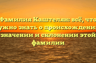 Фамилия Каштелян: всё, что нужно знать о происхождении, значении и склонении этой фамилии Фамилия Каштелян: всё, что нужно знать о происхождении, значении и склонении этой фамилии