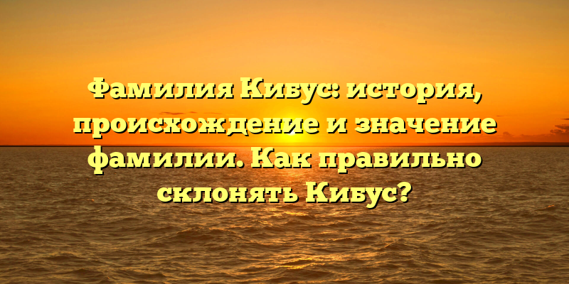 Фамилия Кибус: история, происхождение и значение фамилии. Как правильно склонять Кибус?