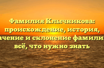 Фамилия Клычникова: происхождение, история, значение и склонение фамилии — всё, что нужно знать