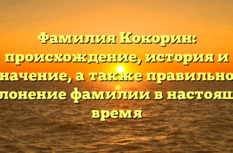 Фамилия Кокорин: происхождение, история и значение, а также правильное склонение фамилии в настоящее время
