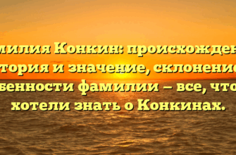 Фамилия Конкин: происхождение, история и значение, склонение и особенности фамилии — все, что вы хотели знать о Конкинах.