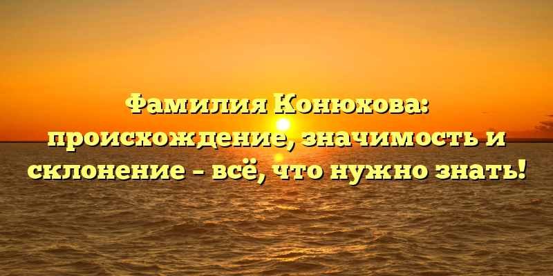 Фамилия Конюхова: происхождение, значимость и склонение – всё, что нужно знать!
