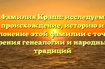 Фамилия Крапп: исследуем происхождение, историю и склонение этой фамилии с точки зрения генеалогии и народных традиций Фамилия Крапп: исследуем происхождение, историю и склонение этой фамилии с точки зрения генеалогии и народных традиций
