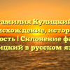 Фамилия Кулицкий: происхождение, история и значимость | Склонение фамилии Кулицкий в русском языке