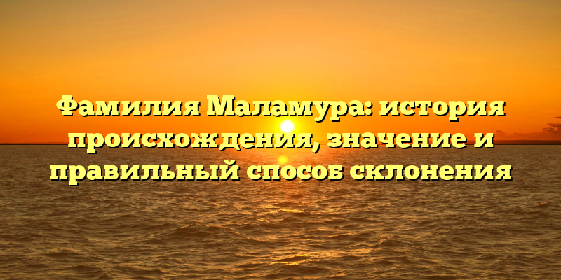 Фамилия Маламура: история происхождения, значение и правильный способ склонения