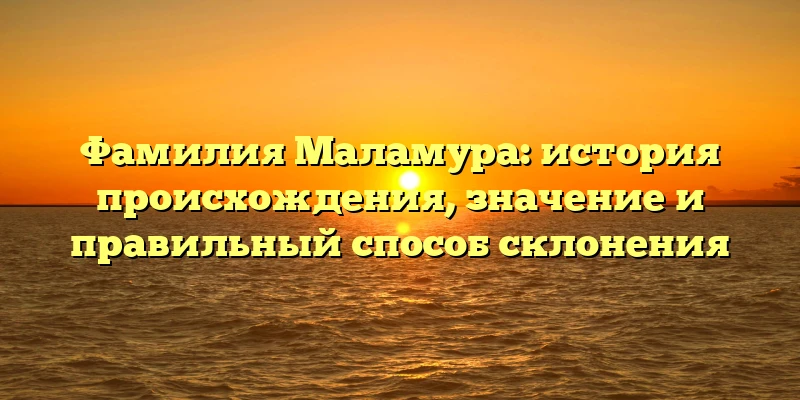Фамилия Маламура: история происхождения, значение и правильный способ склонения Фамилия Маламура: история происхождения, значение и правильный способ склонения