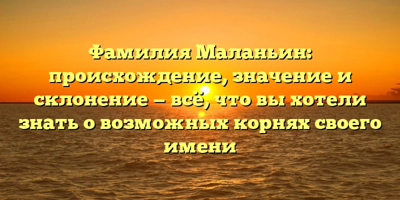 Фамилия Маланьин: происхождение, значение и склонение — всё, что вы хотели знать о возможных корнях своего имени Фамилия Маланьин: происхождение, значение и склонение — всё, что вы хотели знать о возможных корнях своего имени