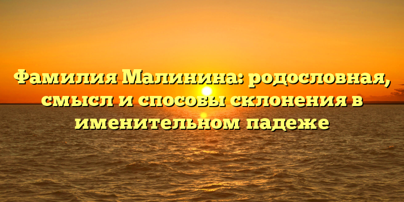 Фамилия Малинина: родословная, смысл и способы склонения в именительном падеже