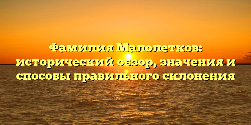 Фамилия Малолетков: исторический обзор, значения и способы правильного склонения