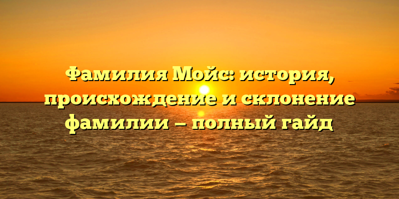 Фамилия Мойс: история, происхождение и склонение фамилии — полный гайд