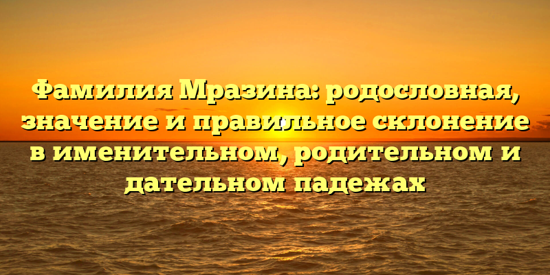 Фамилия Мразина: родословная, значение и правильное склонение в именительном, родительном и дательном падежах