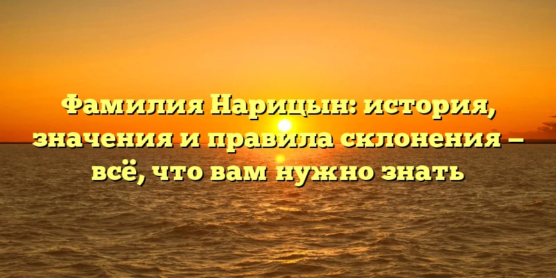 Фамилия Нарицын: история, значения и правила склонения — всё, что вам нужно знать Фамилия Нарицын: история, значения и правила склонения — всё, что вам нужно знать