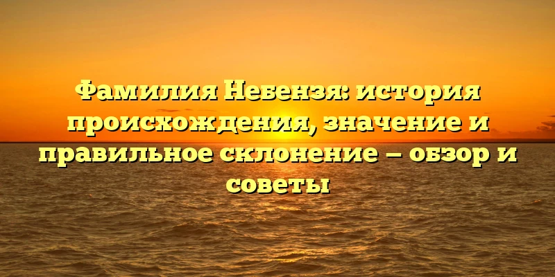 Фамилия Небензя: история происхождения, значение и правильное склонение — обзор и советы Фамилия Небензя: история происхождения, значение и правильное склонение — обзор и советы