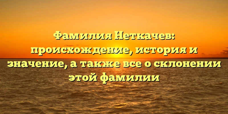 Фамилия Неткачев: происхождение, история и значение, а также все о склонении этой фамилии Фамилия Неткачев: происхождение, история и значение, а также все о склонении этой фамилии
