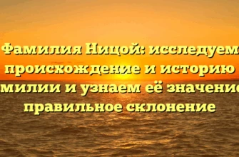 Фамилия Ницой: исследуем происхождение и историю фамилии и узнаем её значение и правильное склонение