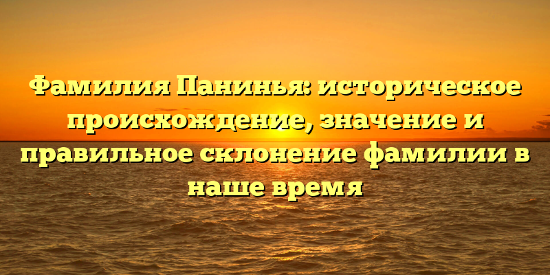Фамилия Панинья: историческое происхождение, значение и правильное склонение фамилии в наше время