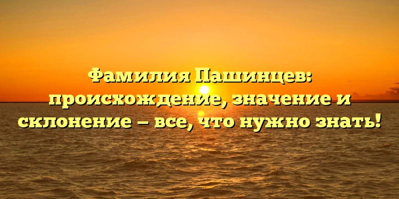 Фамилия Пашинцев: происхождение, значение и склонение — все, что нужно знать! Фамилия Пашинцев: происхождение, значение и склонение — все, что нужно знать!