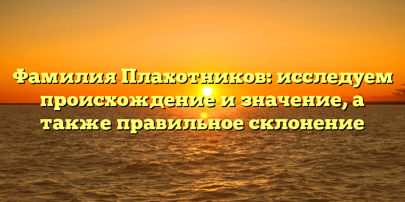Фамилия Плахотников: исследуем происхождение и значение, а также правильное склонение