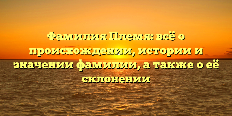 Фамилия Племя: всё о происхождении, истории и значении фамилии, а также о её склонении