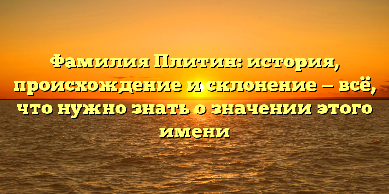Фамилия Плитин: история, происхождение и склонение — всё, что нужно знать о значении этого имени