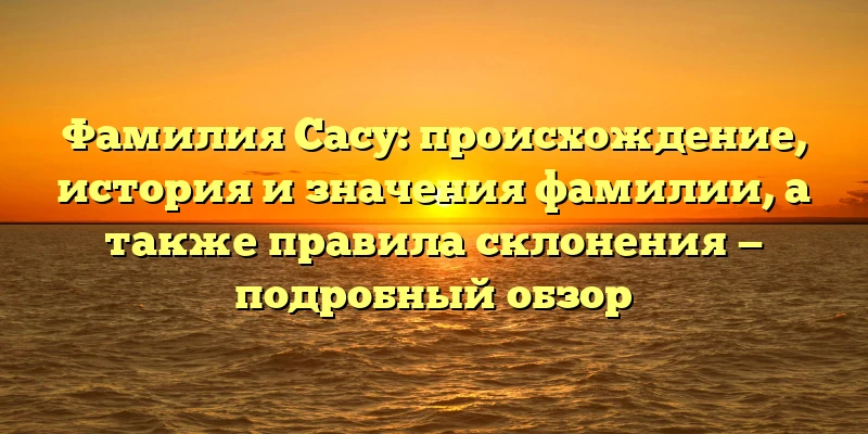 Фамилия Сасу: происхождение, история и значения фамилии, а также правила склонения — подробный обзор