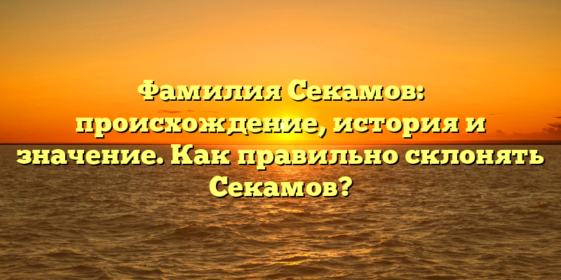 Фамилия Секамов: происхождение, история и значение. Как правильно склонять Секамов?