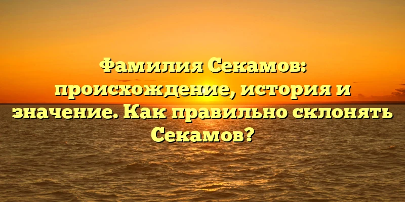 Фамилия Секамов: происхождение, история и значение. Как правильно склонять Секамов? Фамилия Секамов: происхождение, история и значение. Как правильно склонять Секамов?