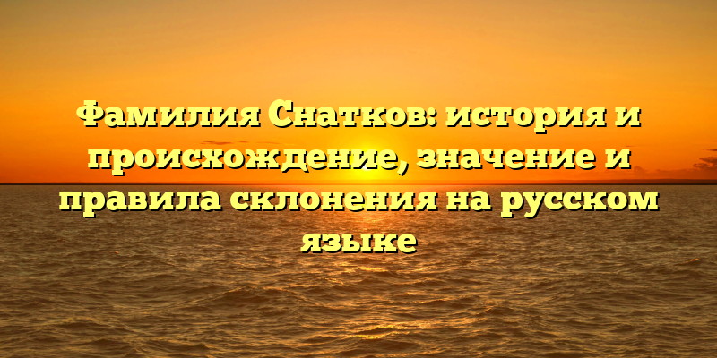 Фамилия Снатков: история и происхождение, значение и правила склонения на русском языке
