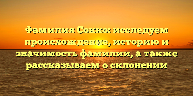 Фамилия Сокко: исследуем происхождение, историю и значимость фамилии, а также рассказываем о склонении