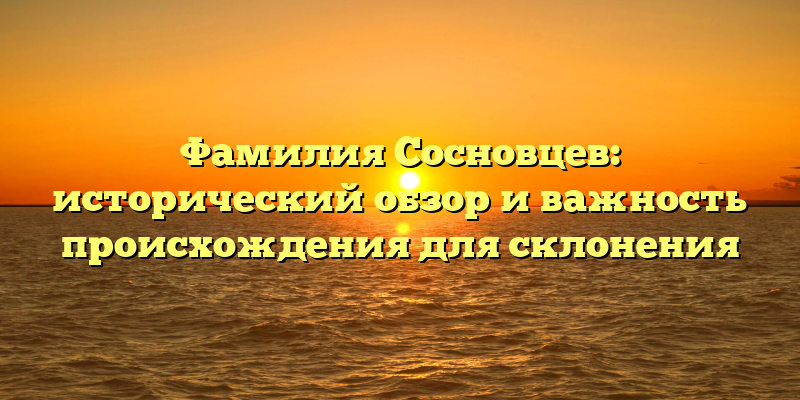 Фамилия Сосновцев: исторический обзор и важность происхождения для склонения